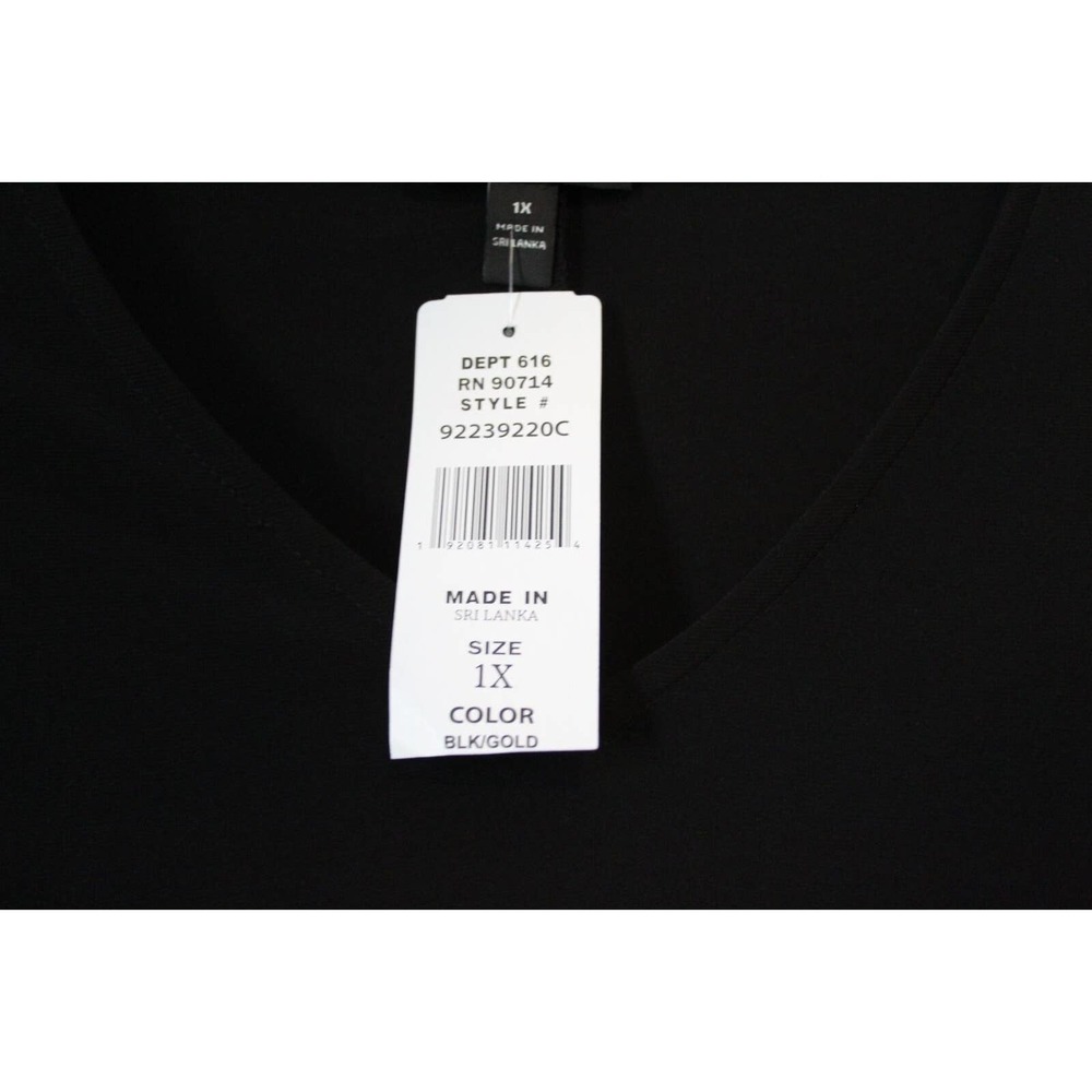 NWT MSK Bell Sleeve Shift Dress Black Gold Sleeve Women's Plus Size 1X H14730 - Picture 8 of 14